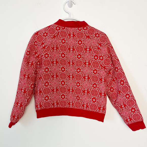 Janie and Jack x Juno Valentine Cherry Red Bandana Bomber Jacket Girls 6 Zip Up - Picture 3 of 8